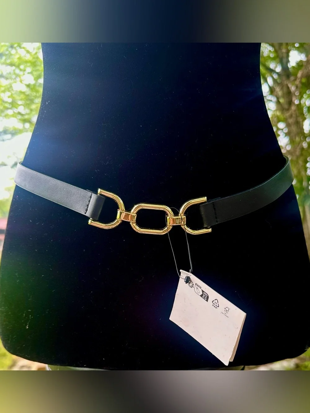 Zara Black Belt with Gold Link Buckle